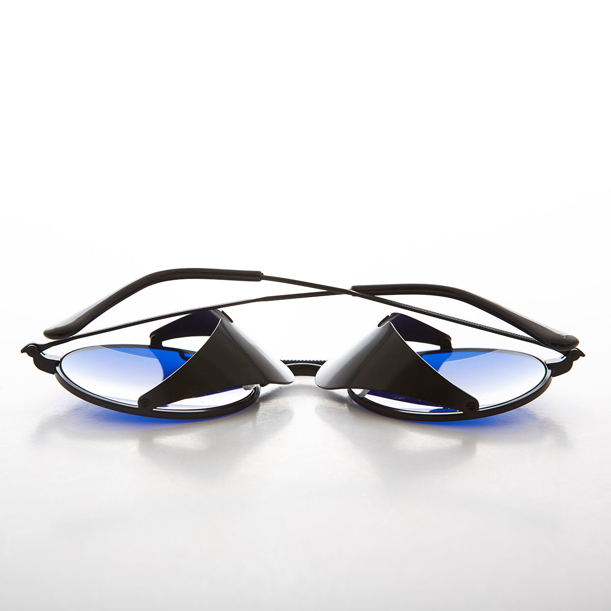 Blue Lens Steampunk Sunglass with Folding Side Shields - Bram 1
