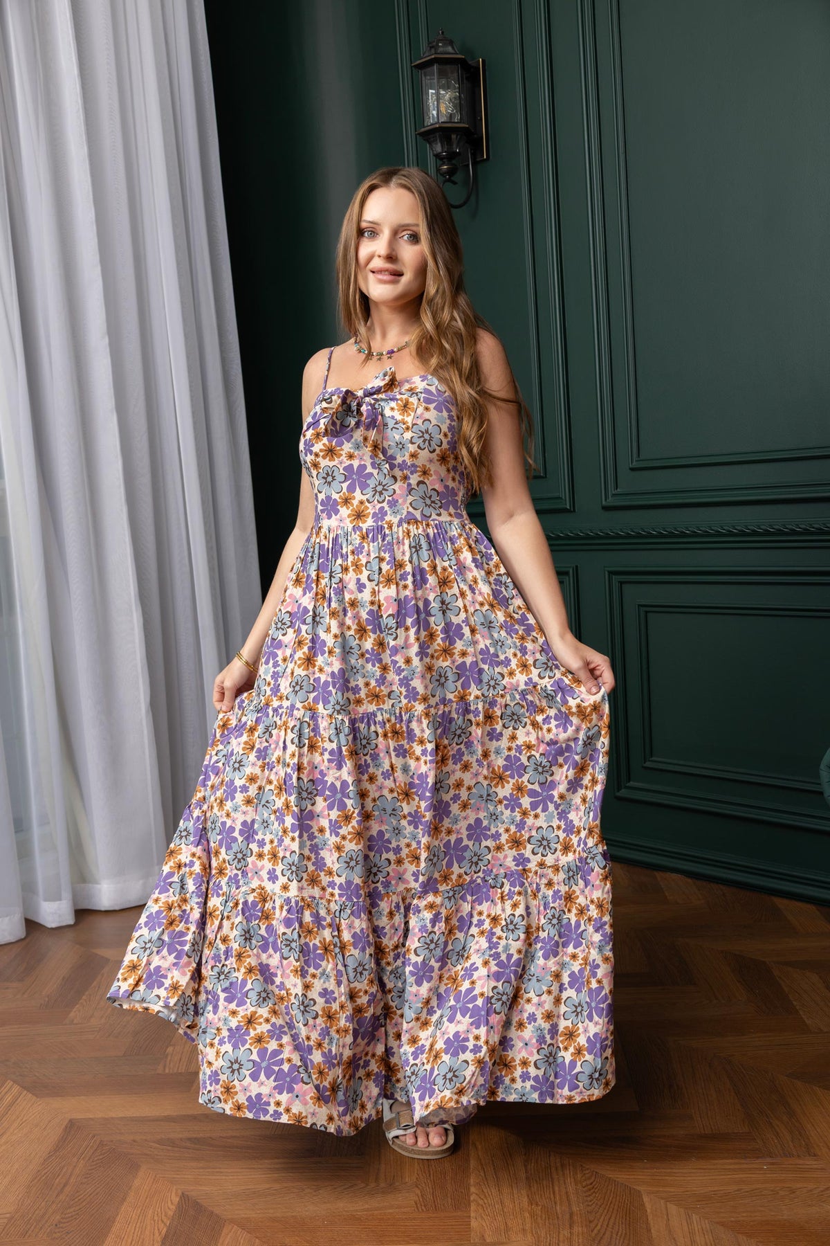 Jocelyn Joy Floral Dress In Purple