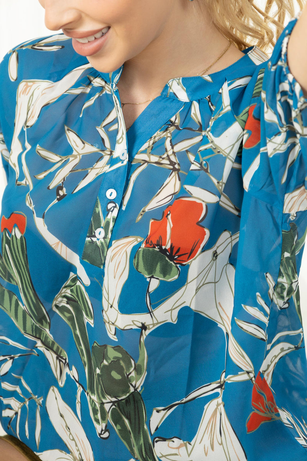 Plumeria Passion Top In Blue