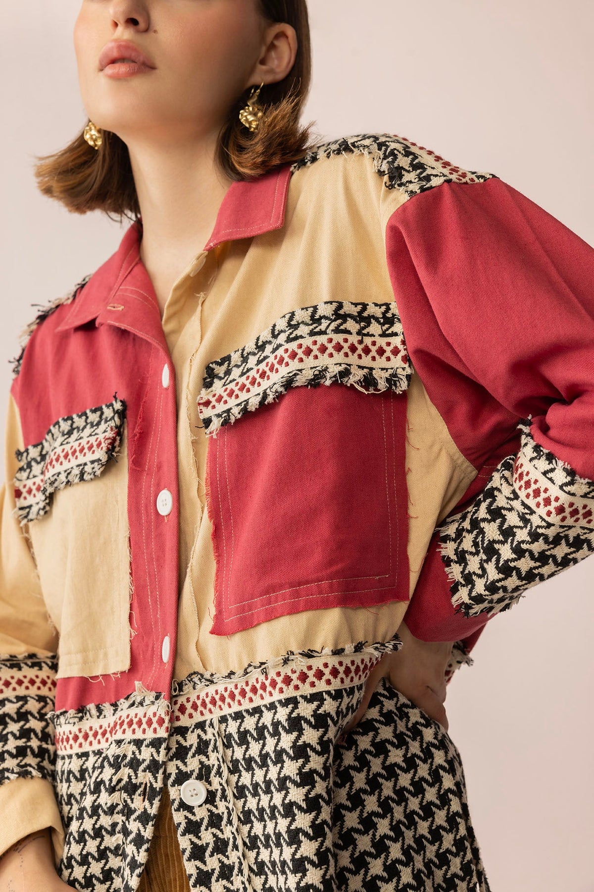 Mabel’s Moonshine Stitch Shacket in Red Clay
