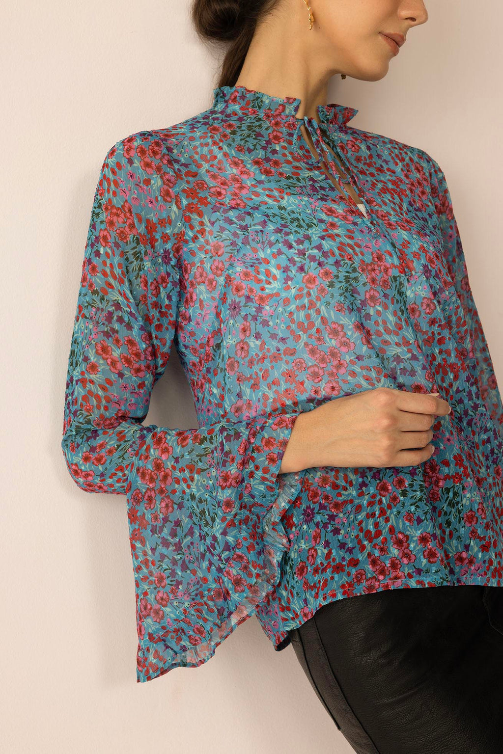 Rosette Reverie Top in Blue