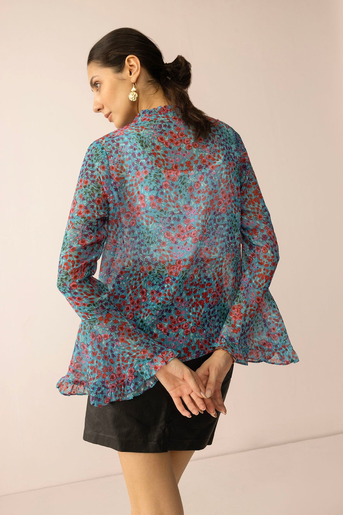 Rosette Reverie Top in Blue