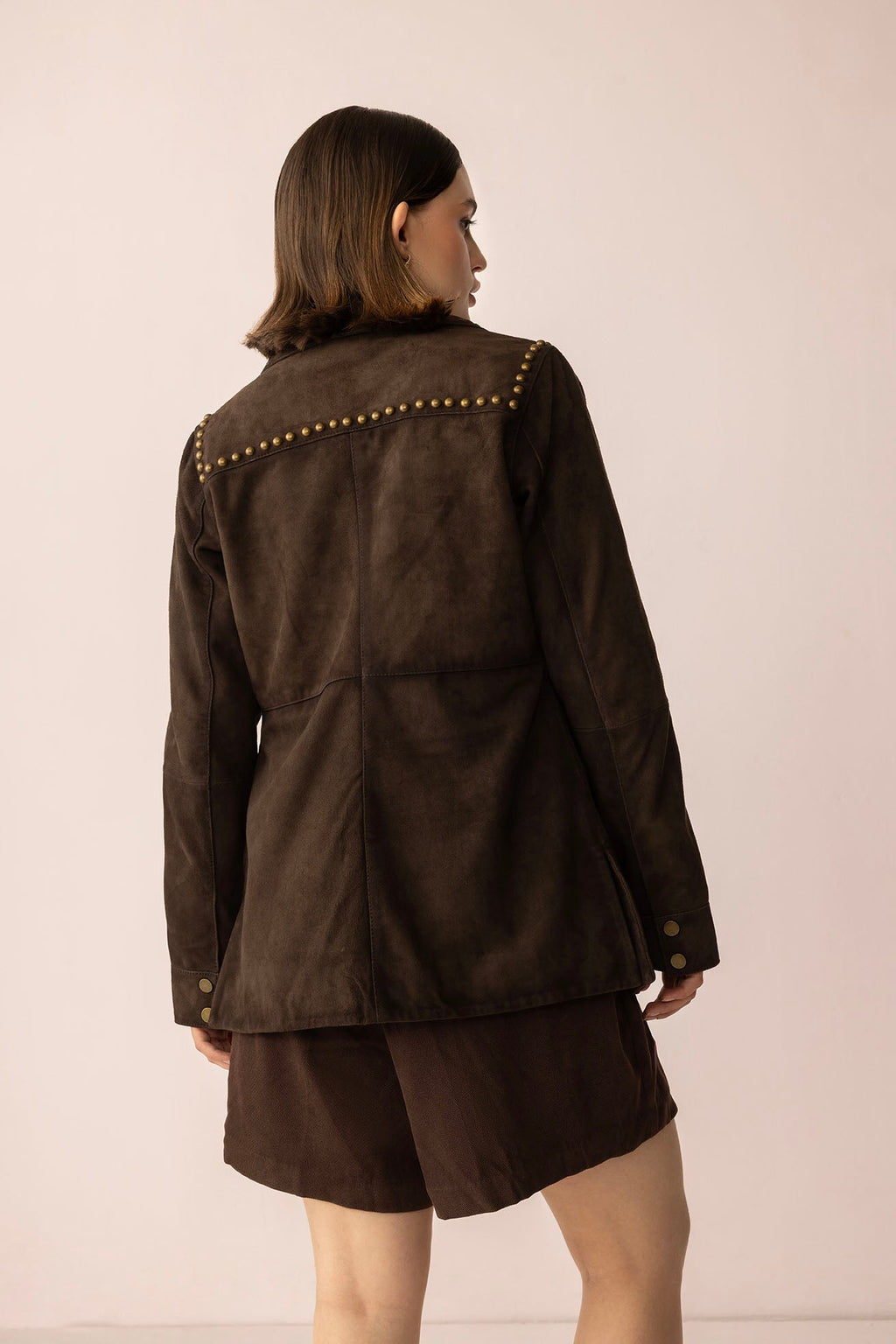 Grit & Glisten Leather Jacket in Shadow Brown