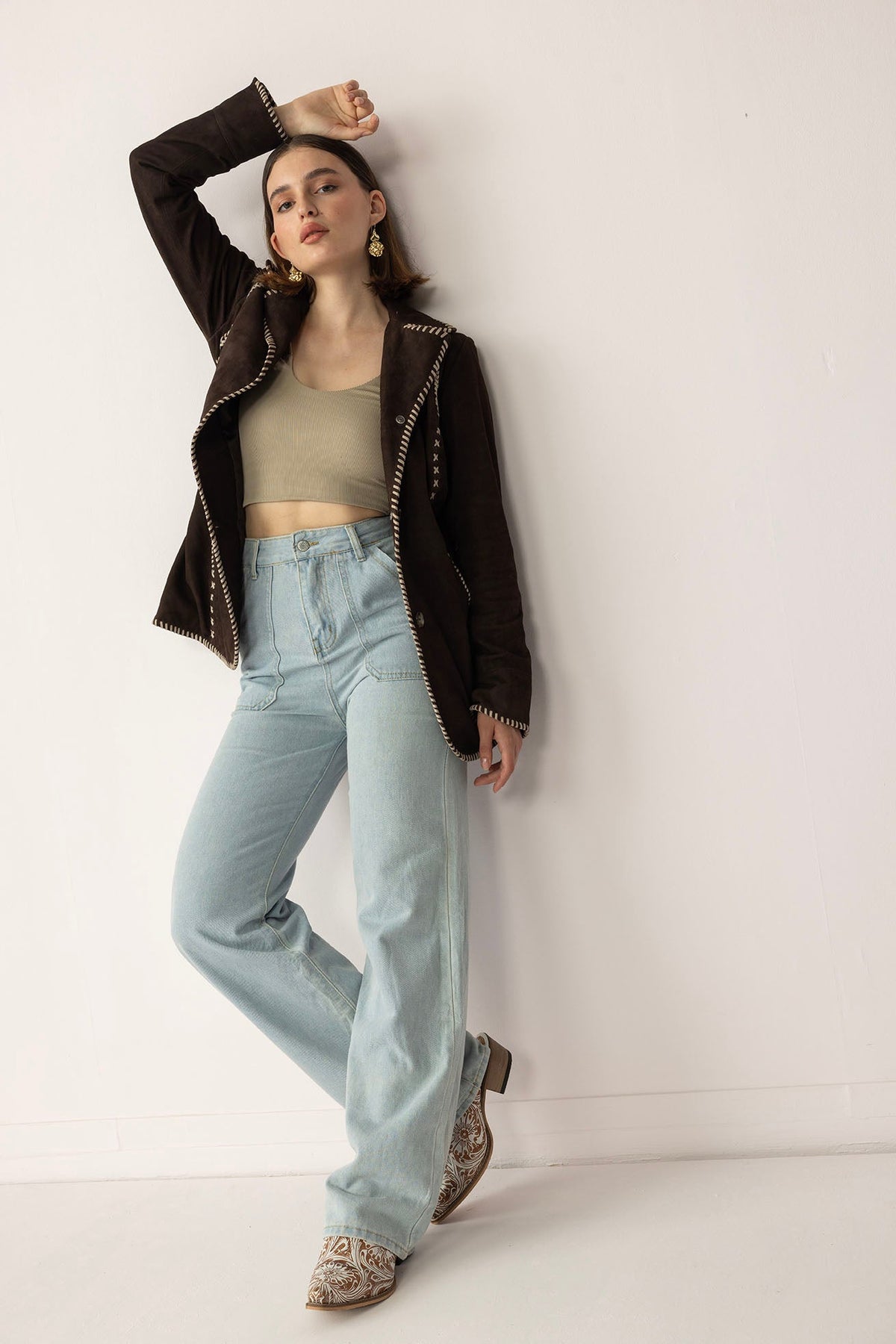Wandering Compass Leather Jacket in Sierra Black