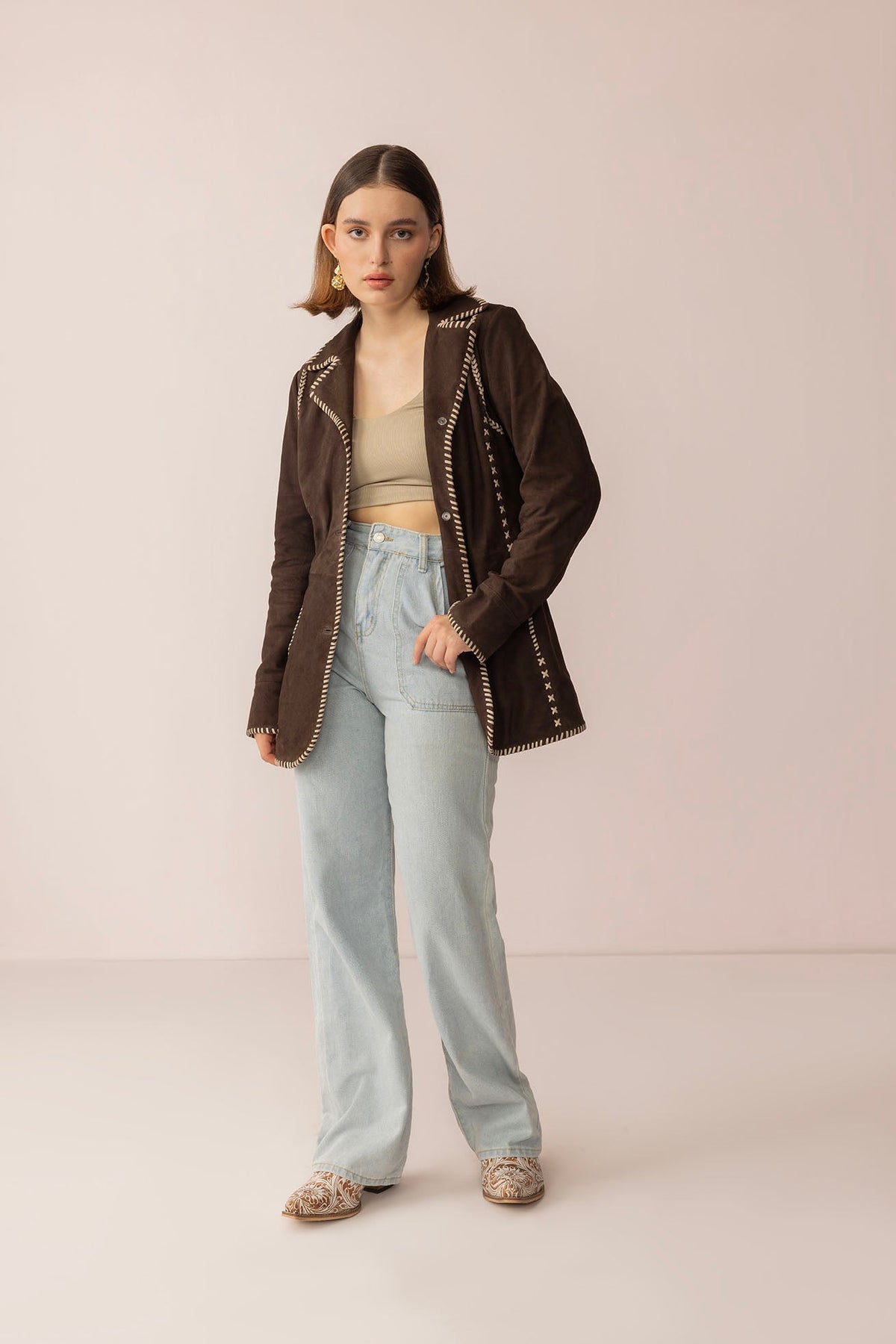 Wandering Compass Leather Jacket in Sierra Black