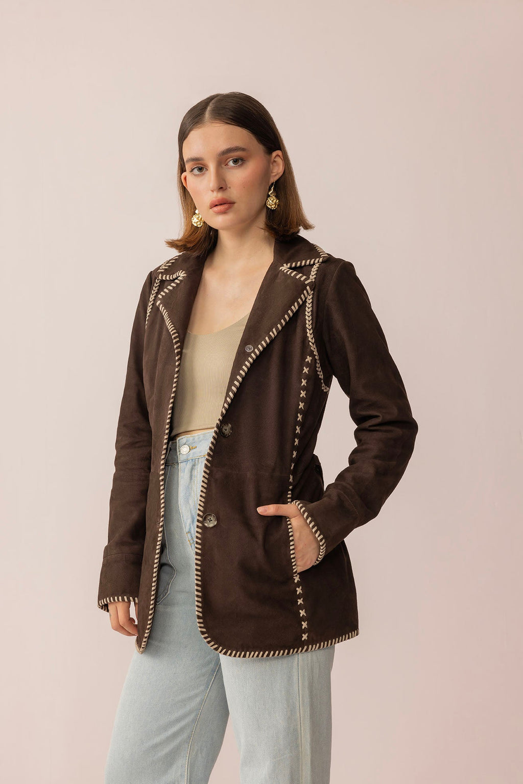 Wandering Compass Leather Jacket in Sierra Black