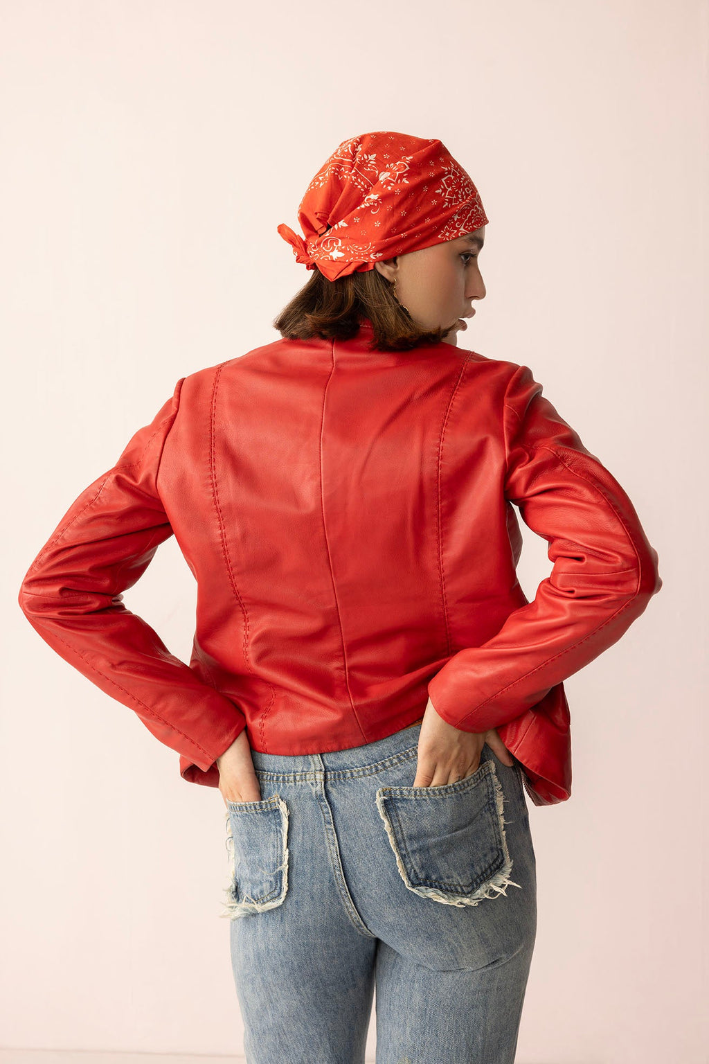 Fireline Femme Leather Jacket in Red Ember