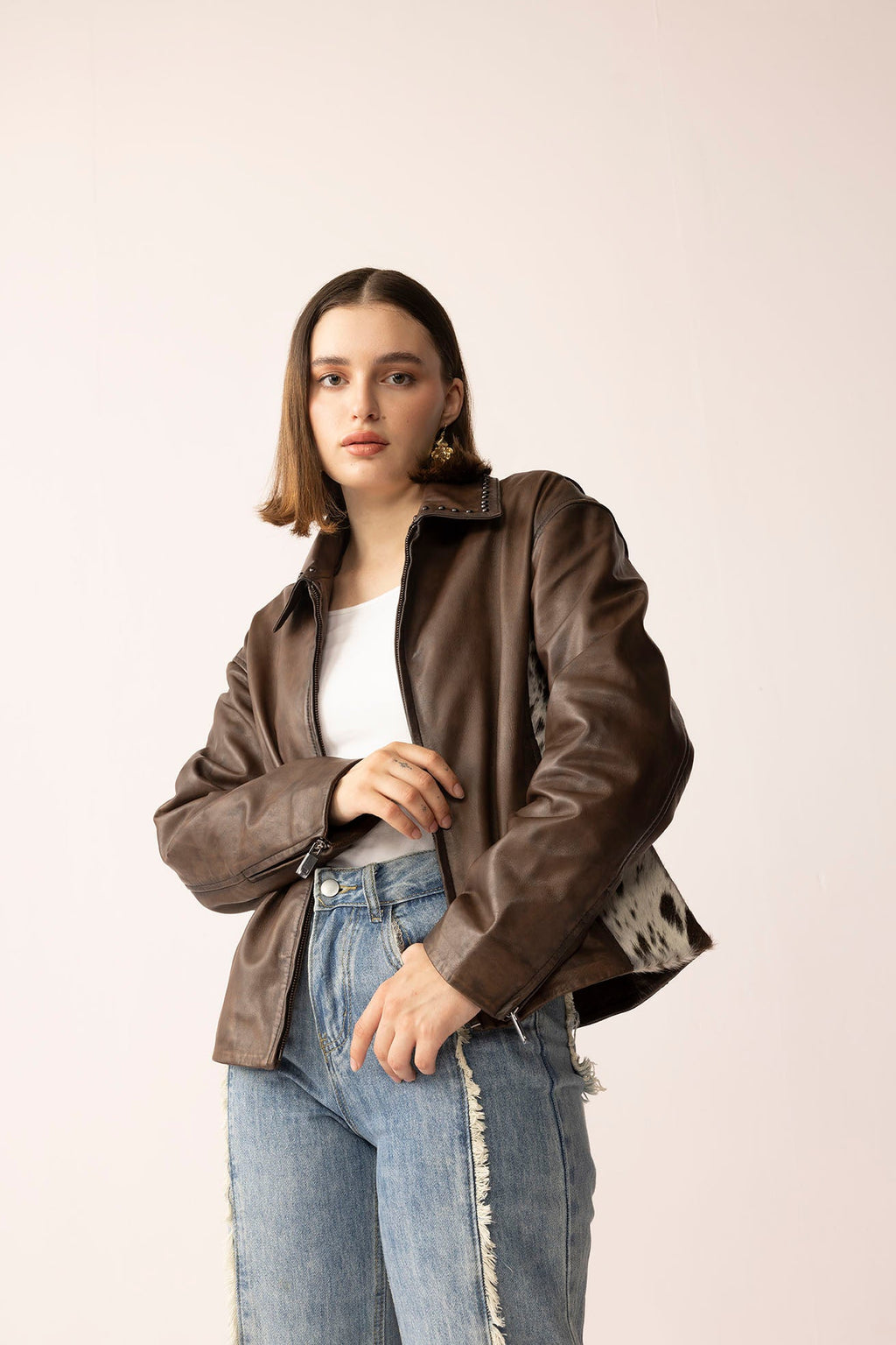 Emberhide Leather Jacket in Buckle Brown