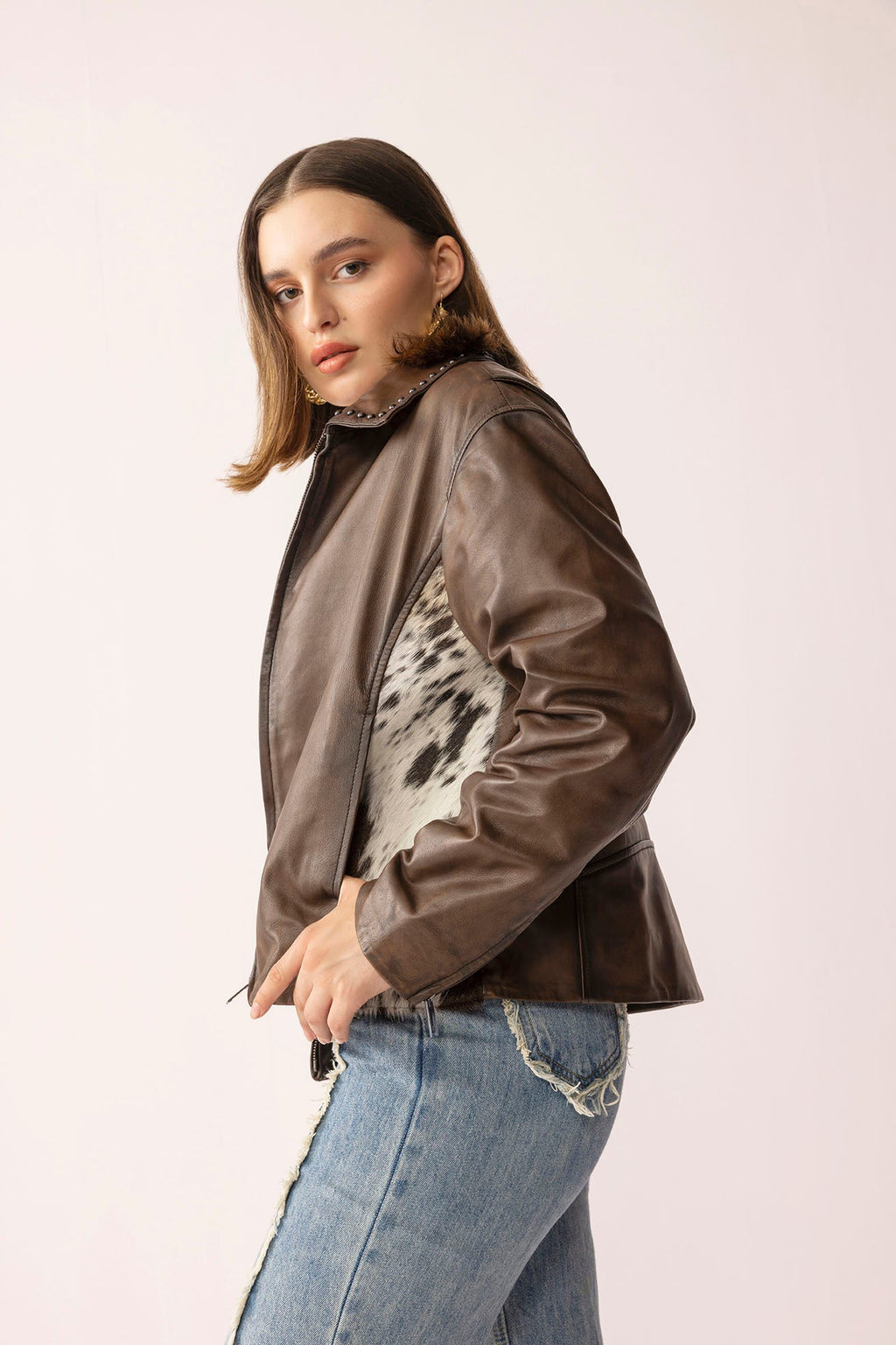 Emberhide Leather Jacket in Buckle Brown