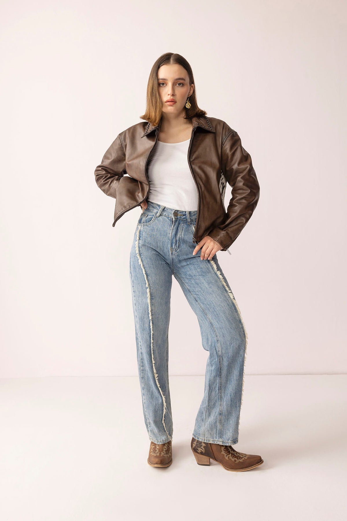 Emberhide Leather Jacket in Buckle Brown
