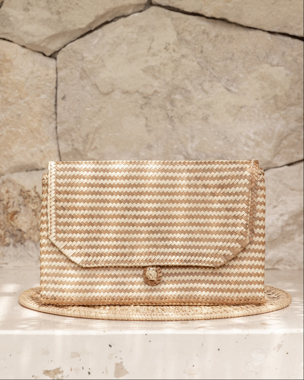 Stripes Rattan Clutch