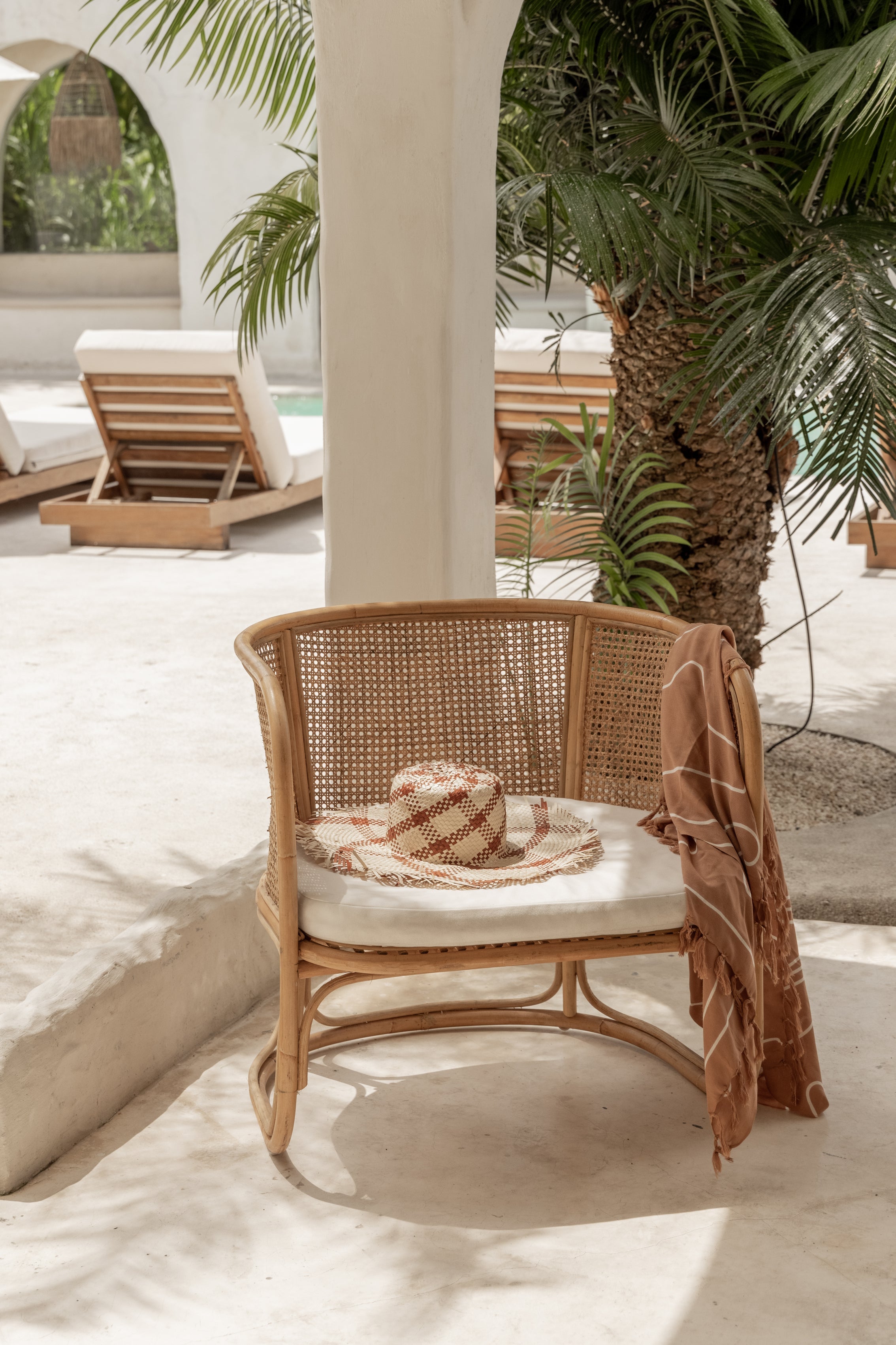 Plaid Patterned Natural Sun Hat