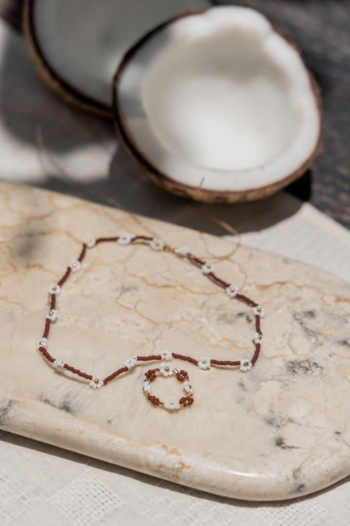 Flora Beaded Necklace and Ring Set