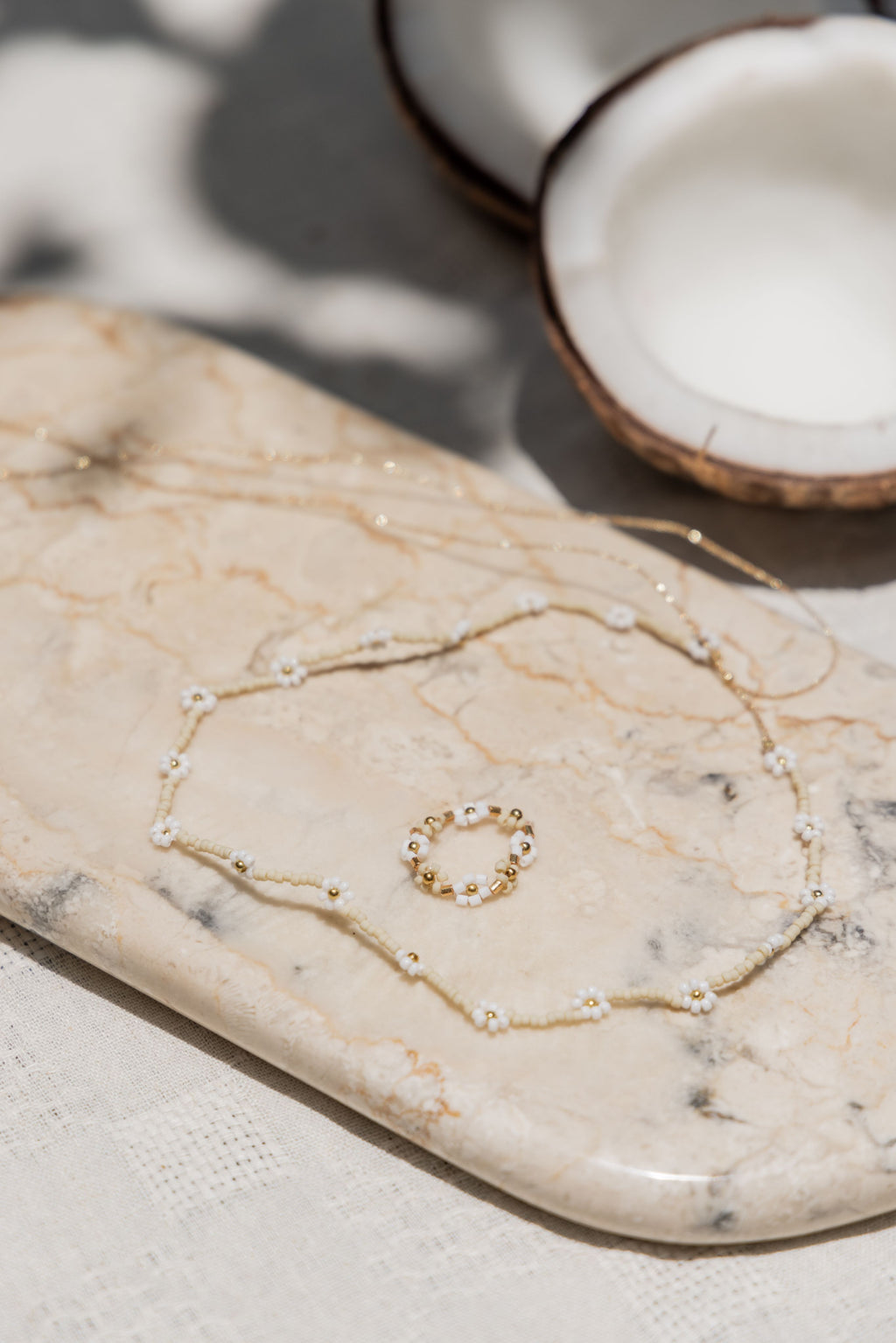 Flora Beaded Necklace and Ring Set
