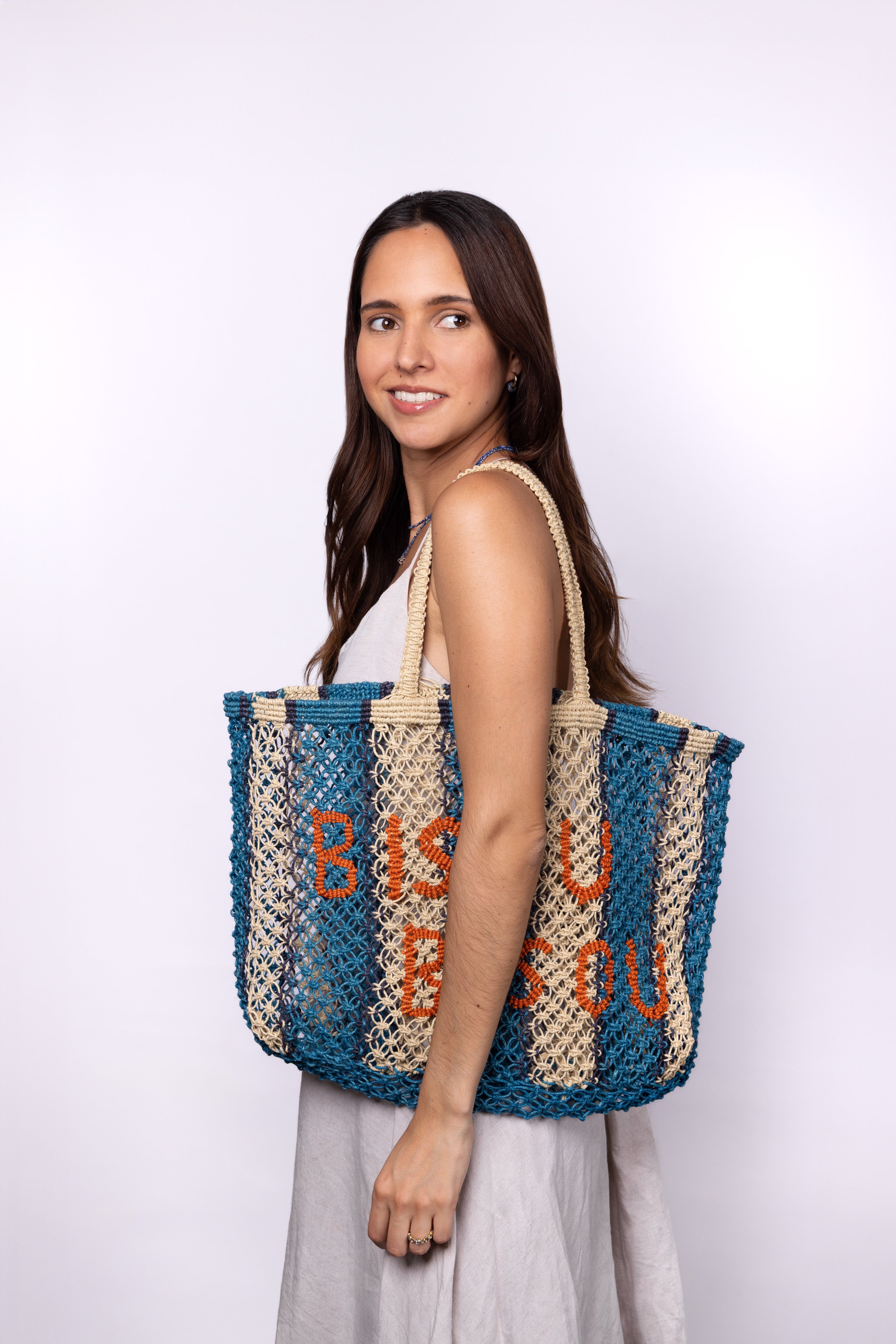 Bisou Bisou Woven Jute Tote