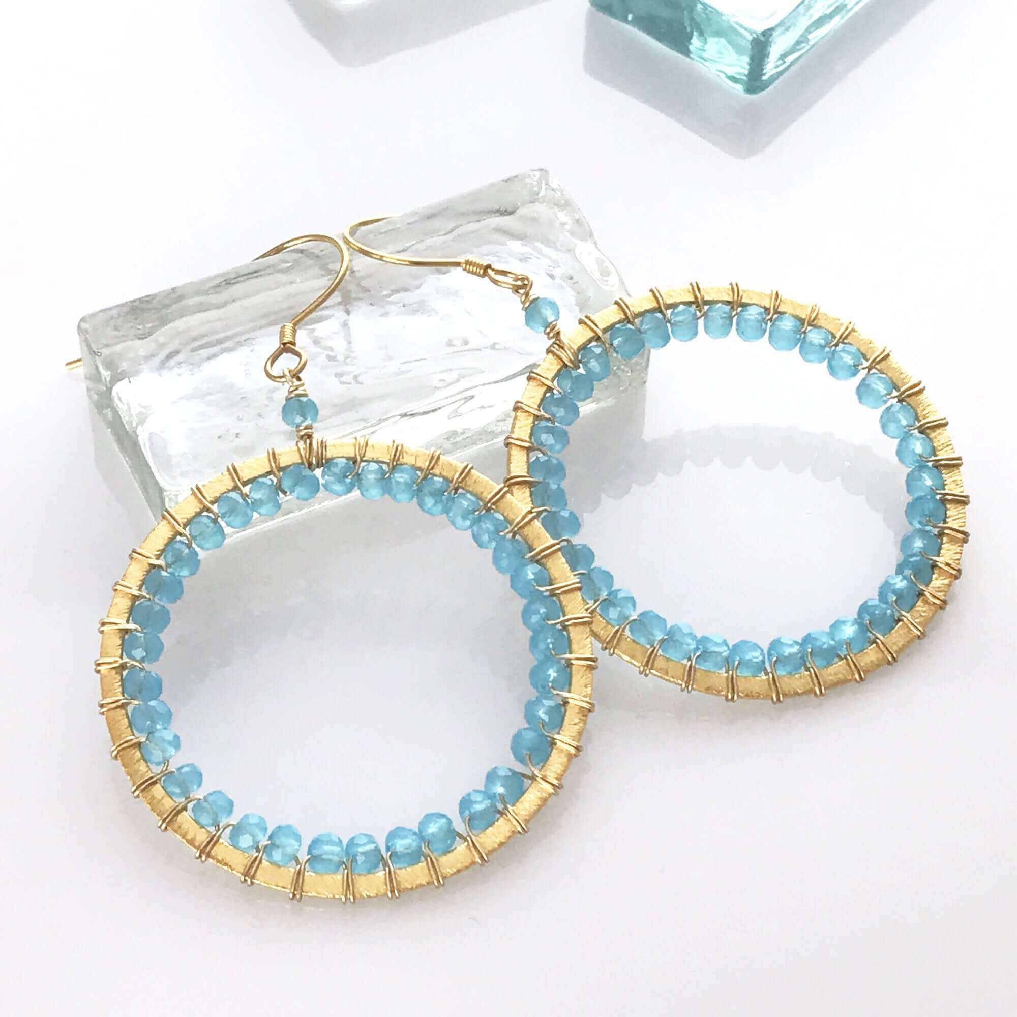 Blue Chalcedony Halo Earrings
