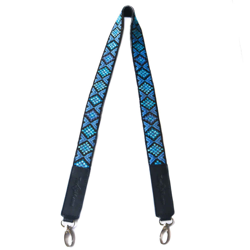 Mai Woven Bag Strap - Blue with Leather