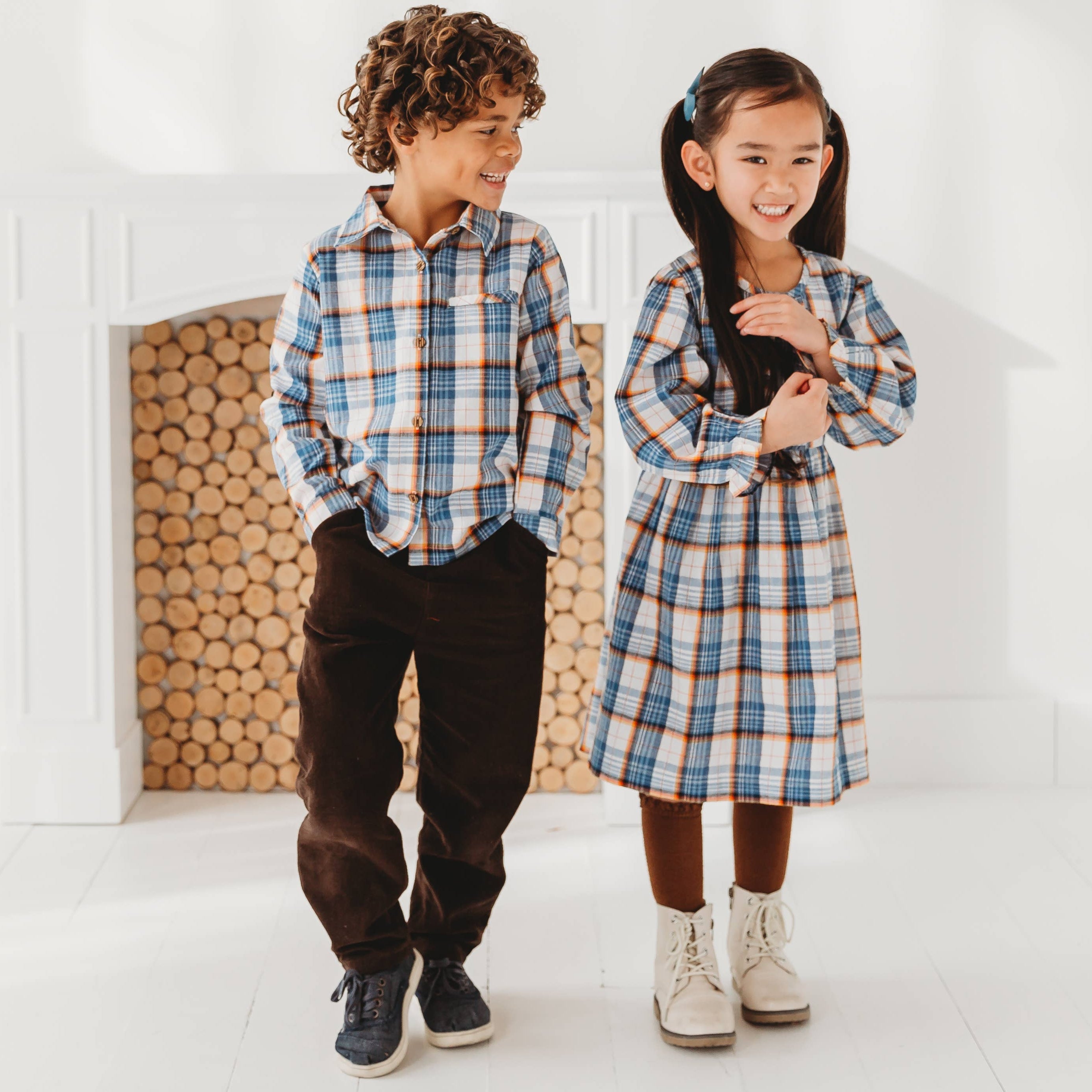 Blue Mix Plaid Dress