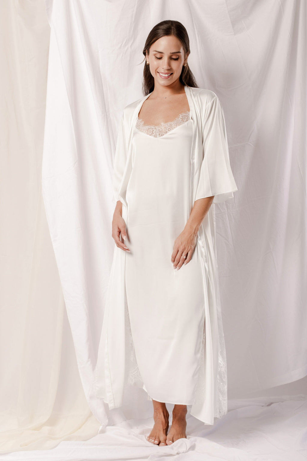 Washable Silk Kimono & Dress Bridal Set