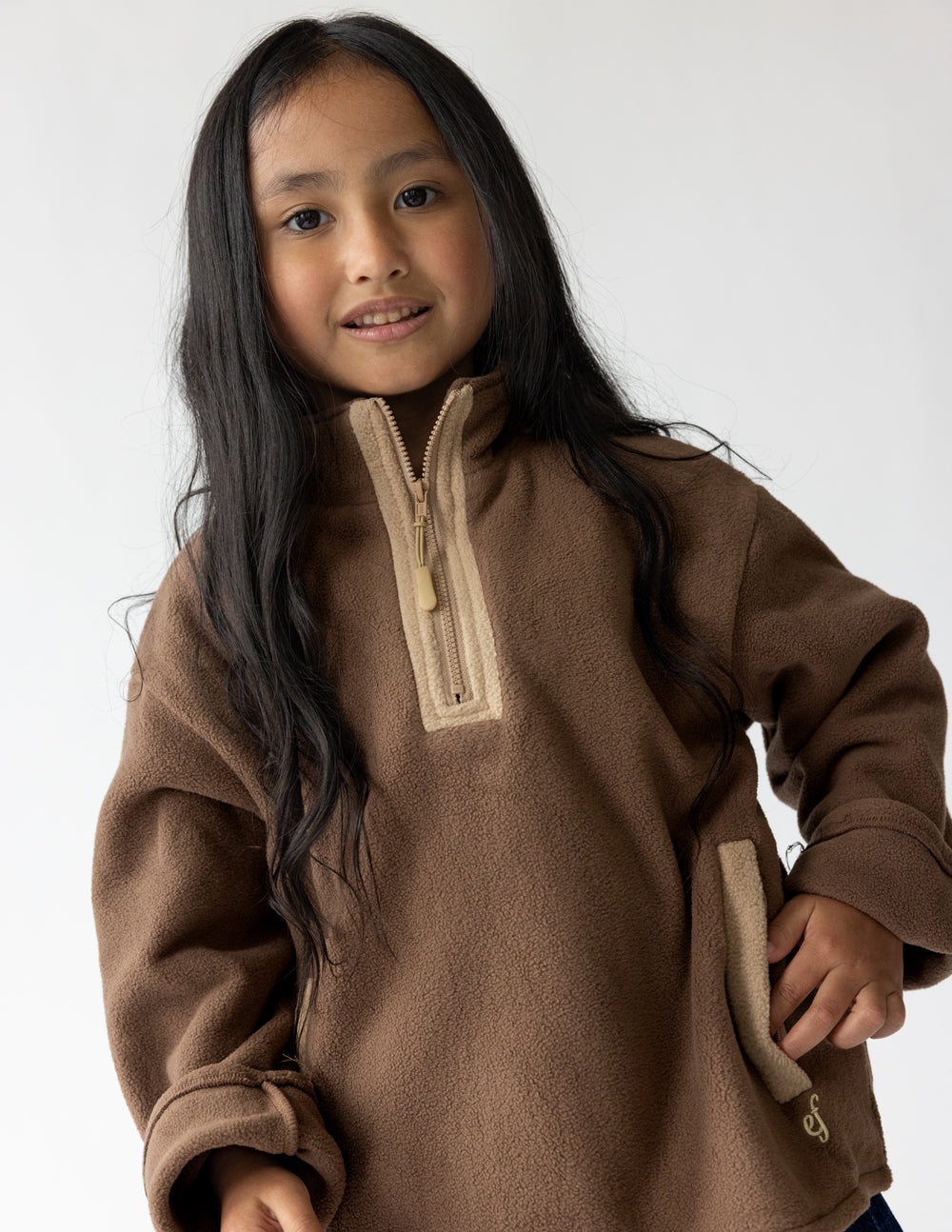 Brown Fleece Kids Pullover