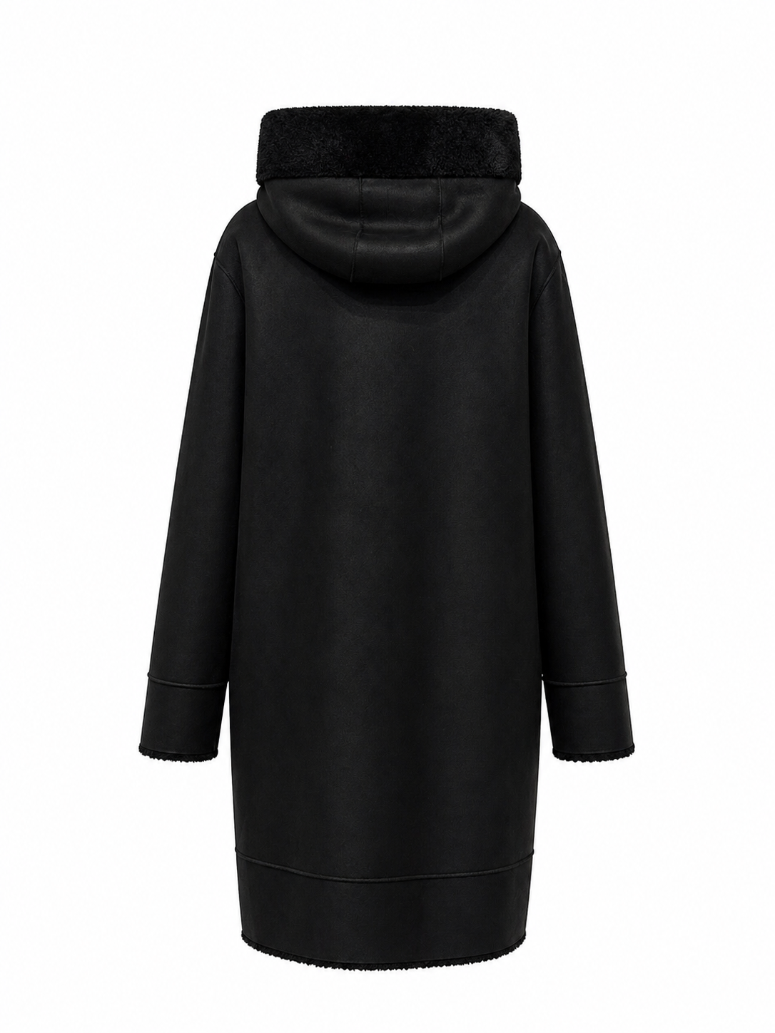 Rei Reversible Faux Fur & Suede Coat in Black/Black