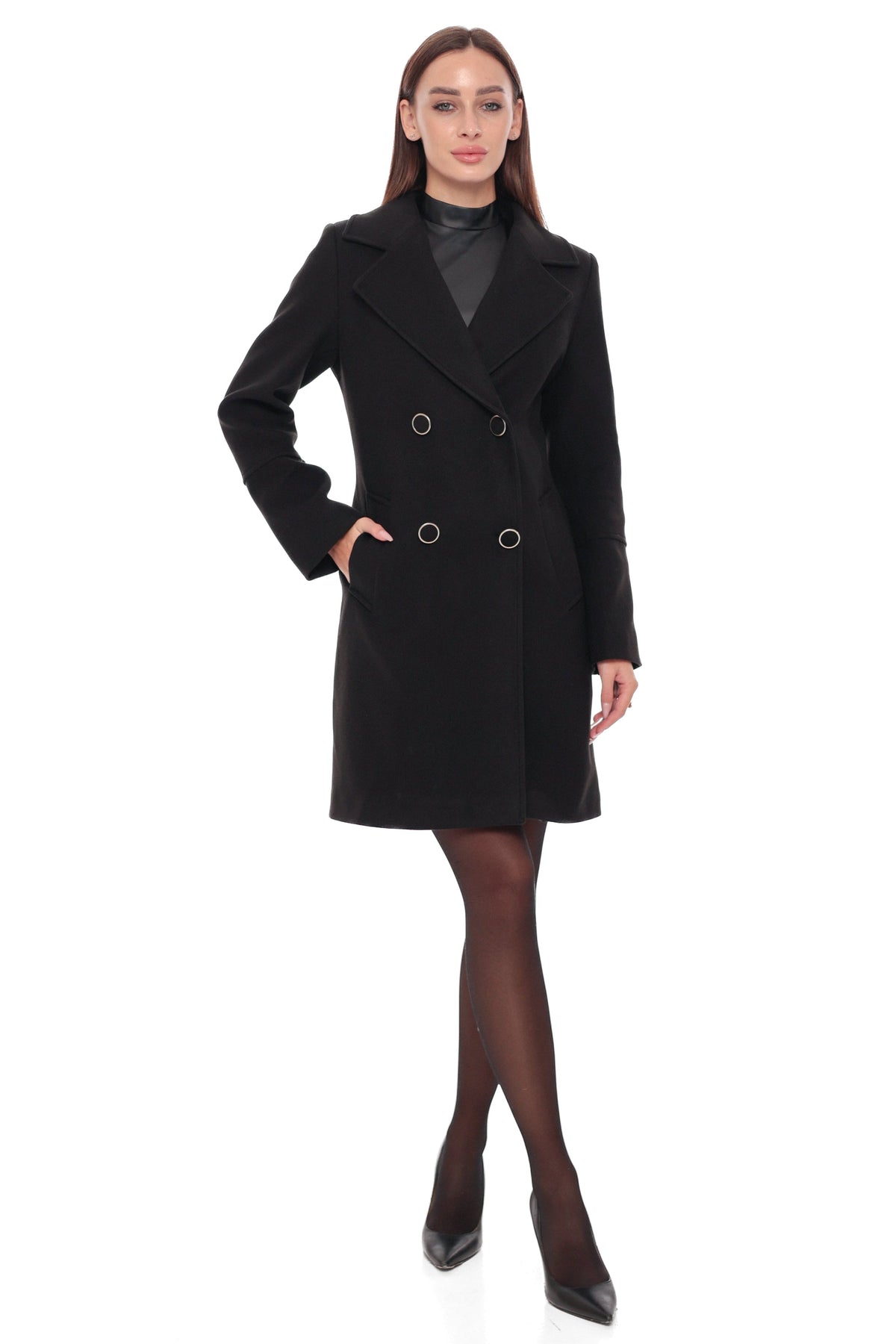 Zuri Cashmere Blend Overcoat in Black
