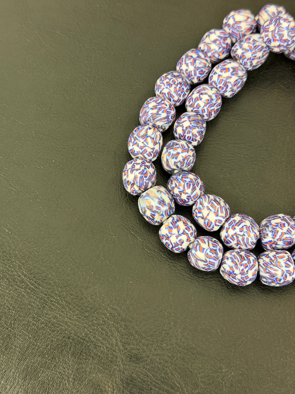 Authentic Mosaic Fused Krobo Recycled Glass Beads | Handmade Ghana African Glass Beads | 12–14mm