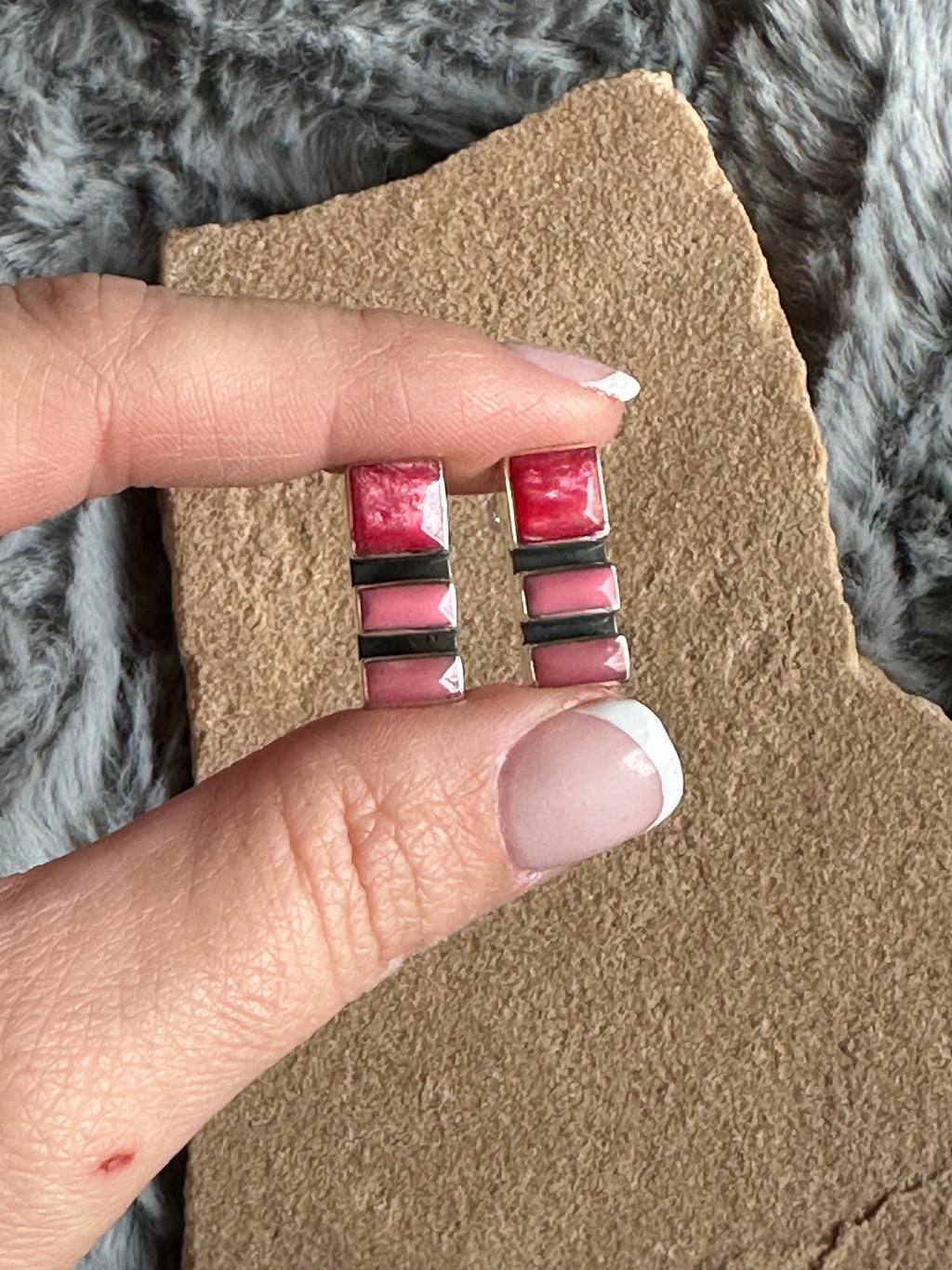 Rose Mosaic Sterling Silver Earrings