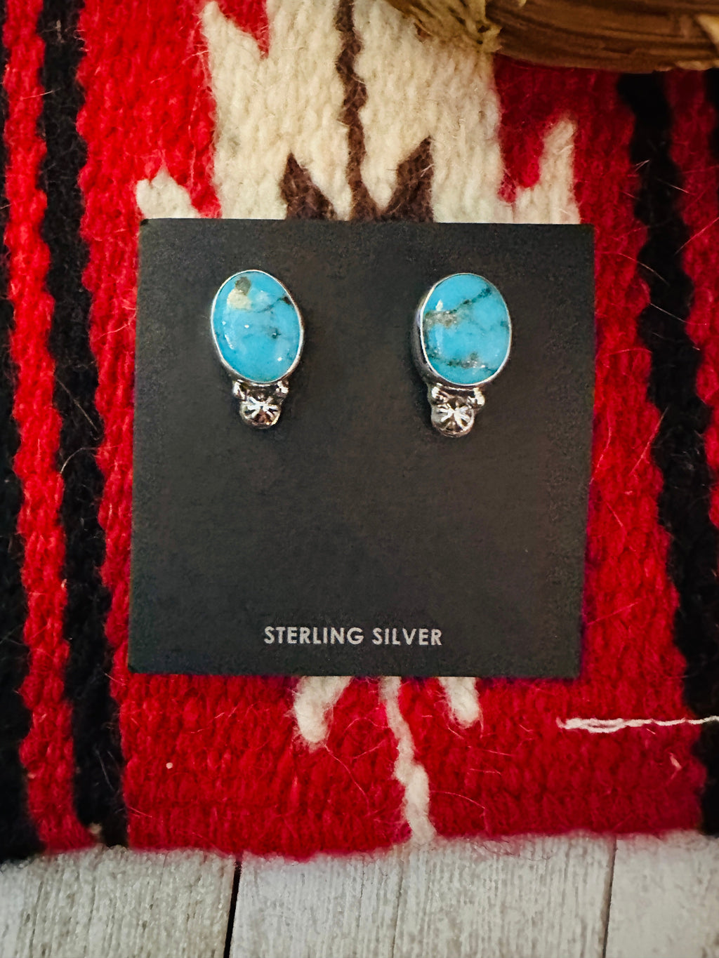 Sterling Silver & Morenci Turquoise Stud Post Earrings