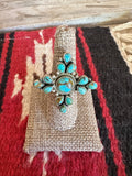 Beautiful Handmade Turquoise And Sterling Silver Adjustable CROSS Ring