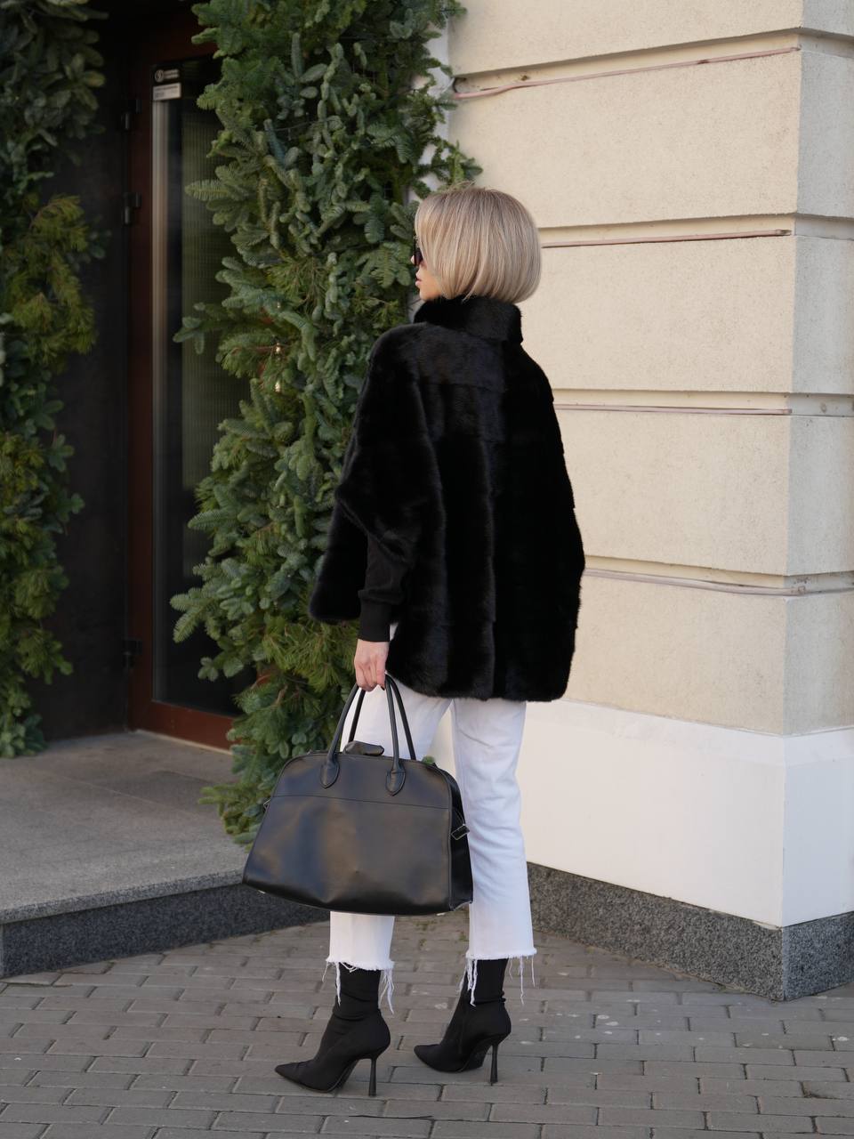 Genuine Scandinavian Mink Fur Poncho in Black