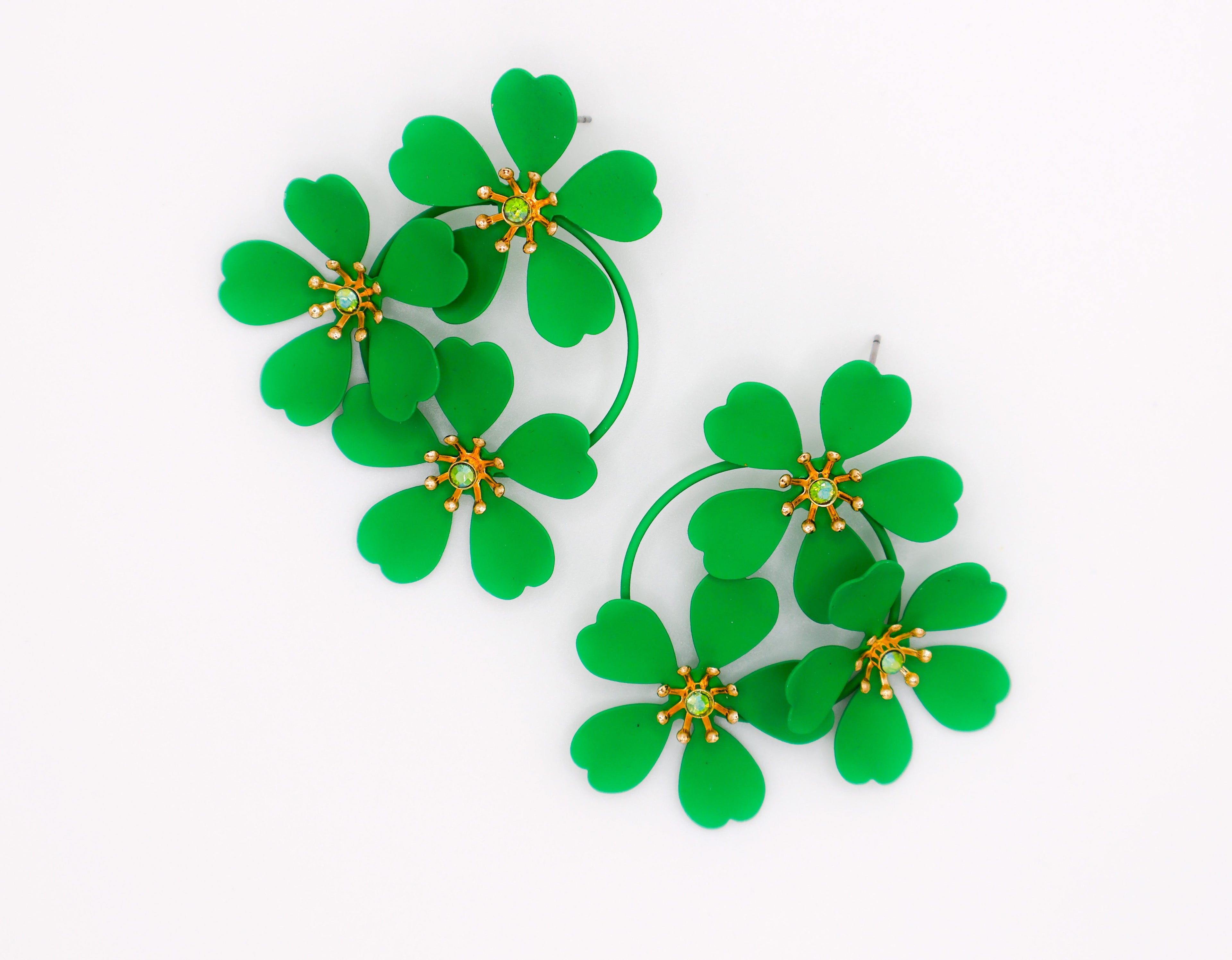 Green Blooms Earrings – Luxury Green Floral Statement Earrings