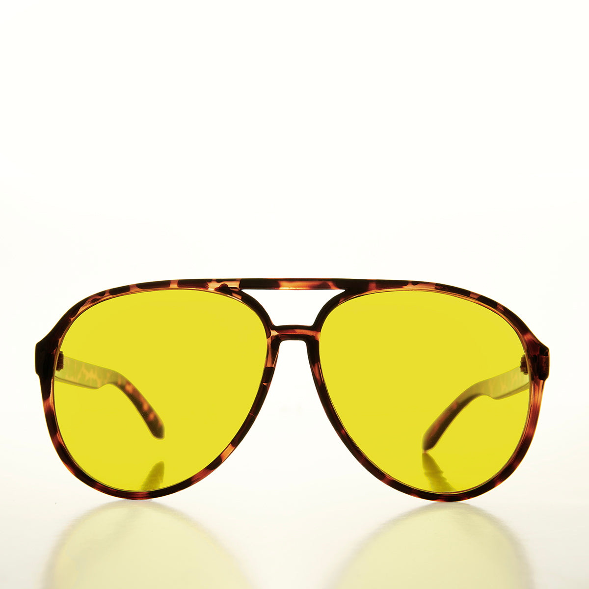 90s Large Yellow Lens Aviator Sunglasses - Calzini