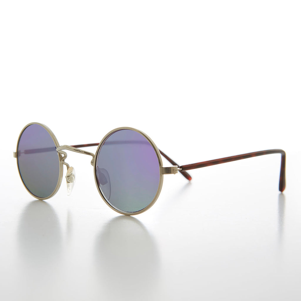 Small Round Hippy Mirror Lens Vintage Sunglass - Cana
