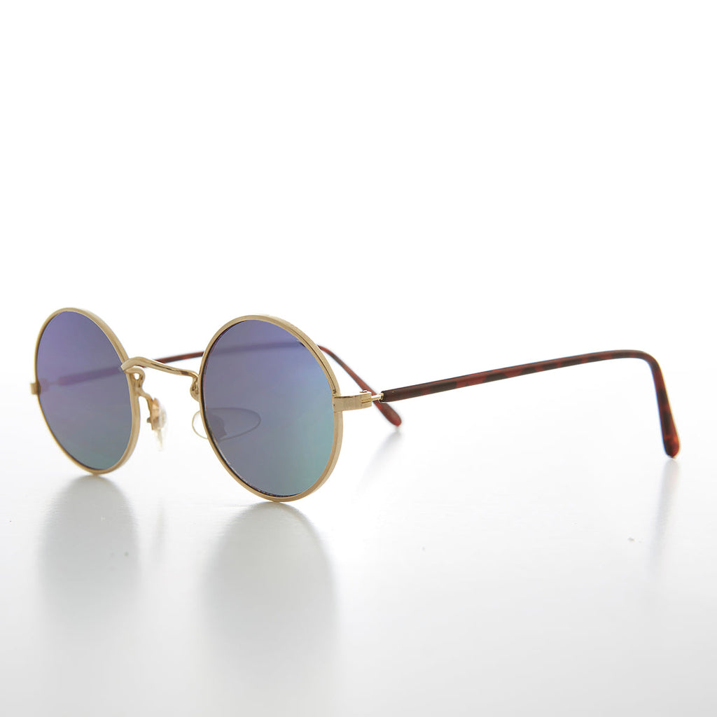 Small Round Hippy Mirror Lens Vintage Sunglass - Cana