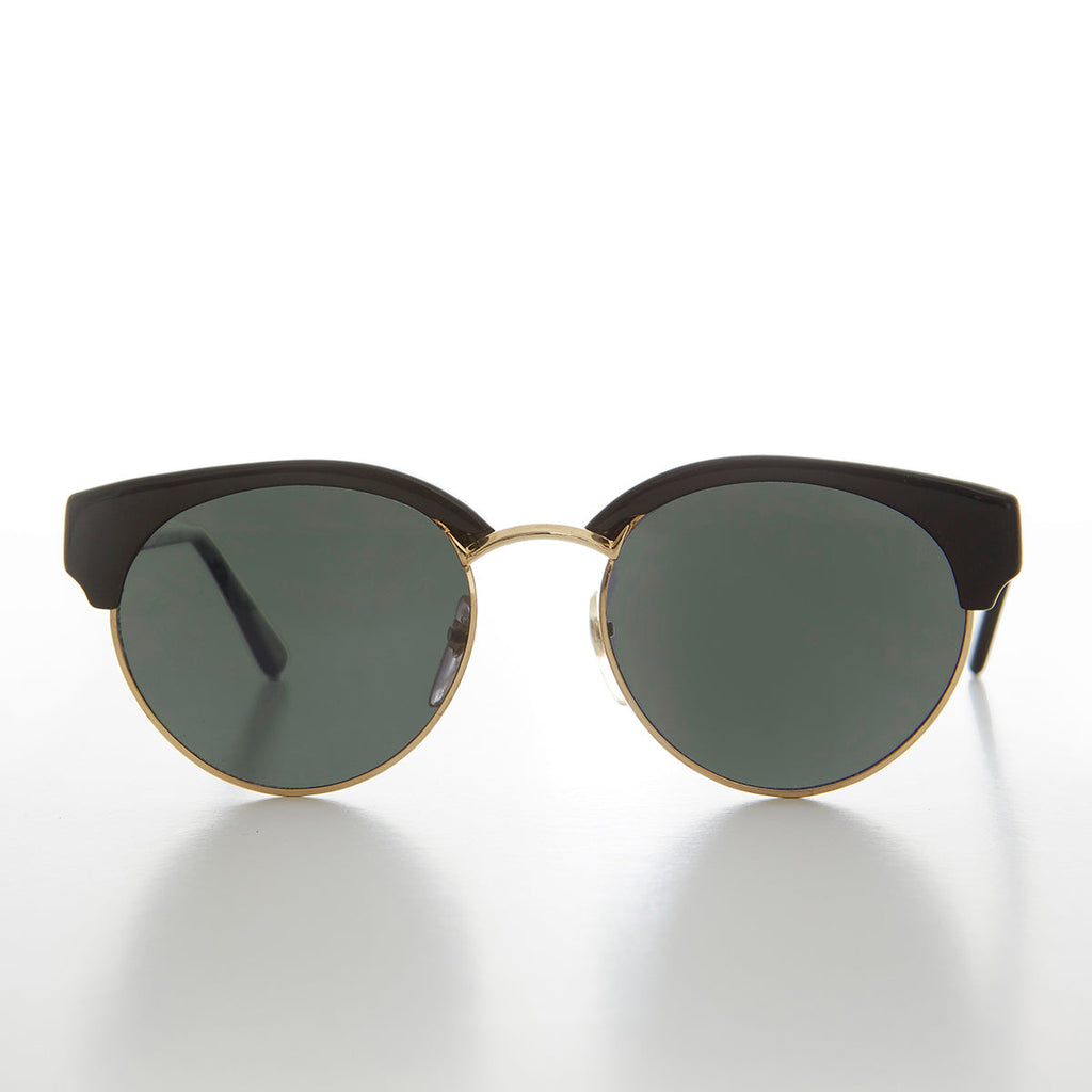 Round Half Frame Cat Eye Vintage Sunglass - Carrie