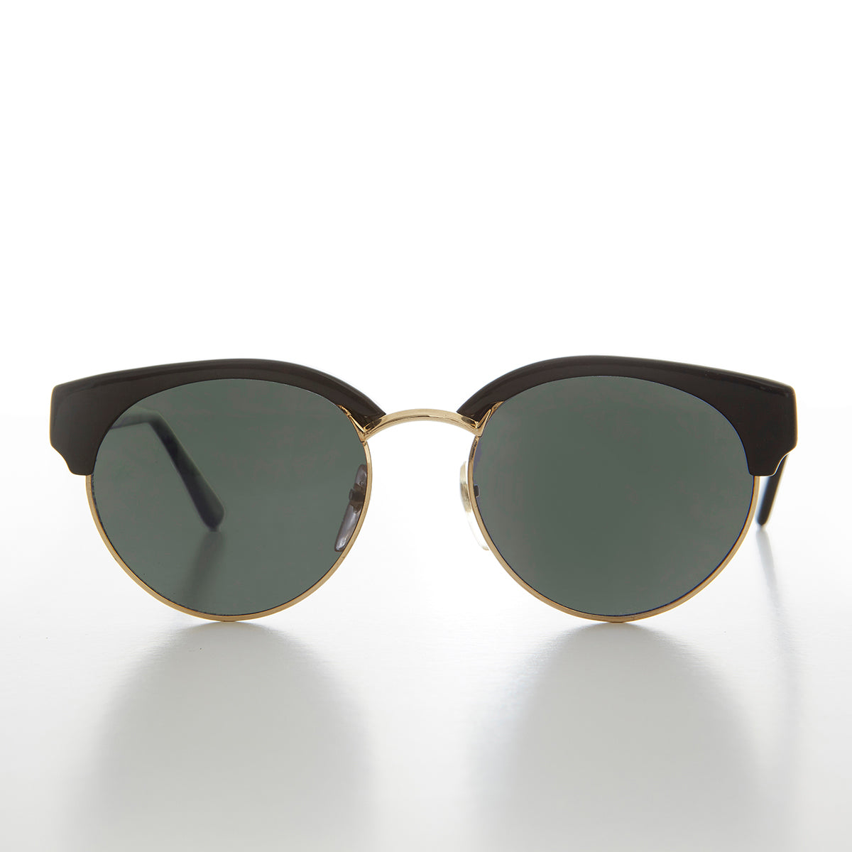 Round Half Frame Cat Eye Vintage Sunglass - Carrie