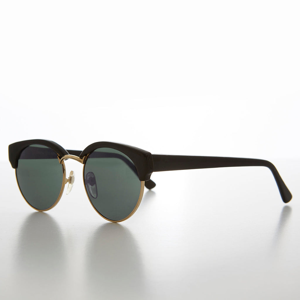 Round Half Frame Cat Eye Vintage Sunglass - Carrie
