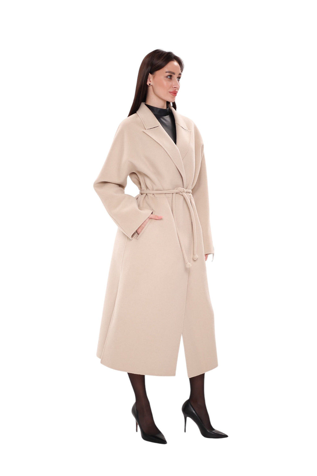 Margaret Premium Lana Wool Cashmere Coat in Royal Creme
