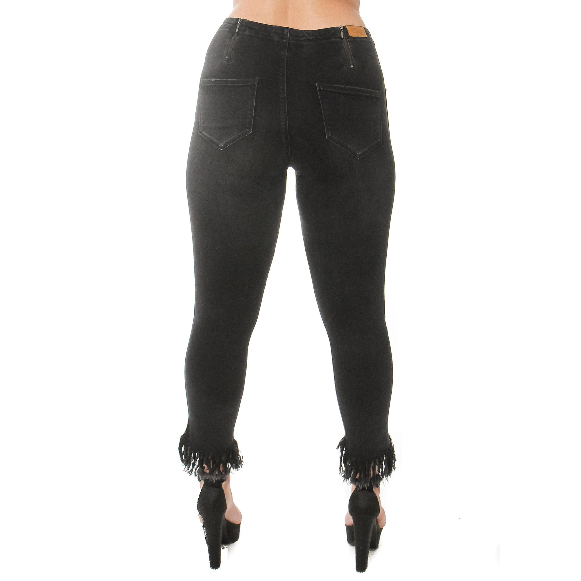 Fashion Style High Low Fringed Leg Jeans
