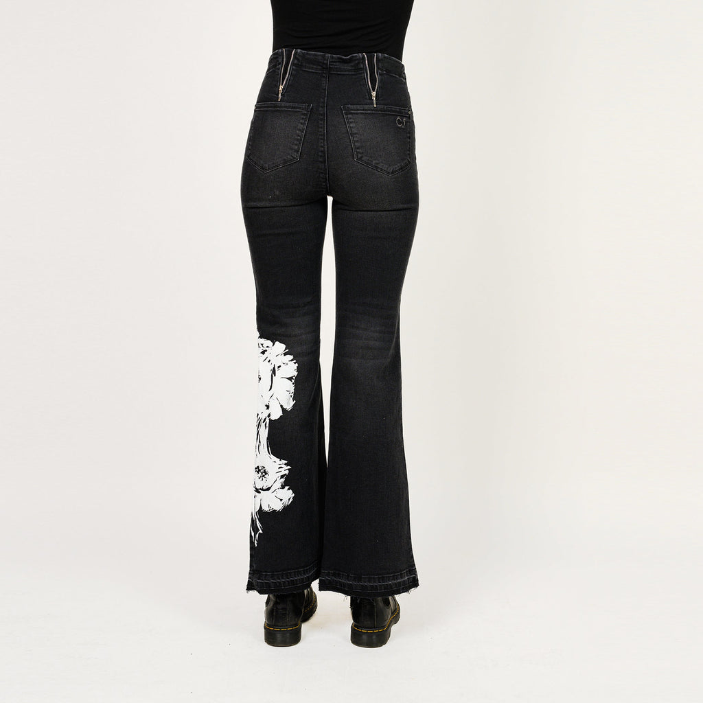 Placement Screen Print Leg Boot Cut