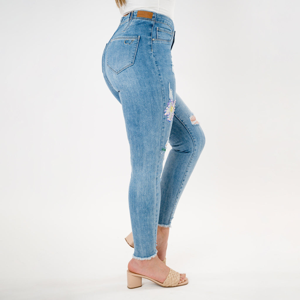 Embellished Distressed Capris