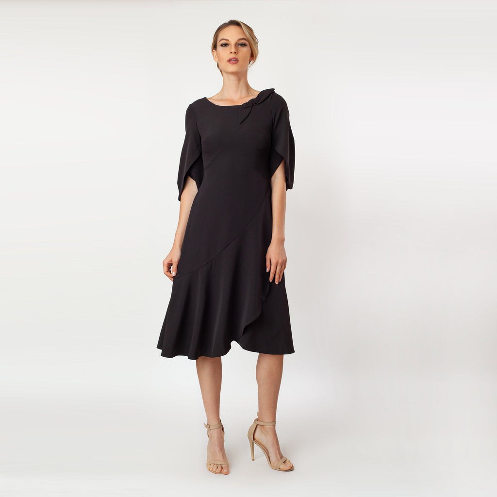 Tulip Sleeve T-length Fit & Flare Dress