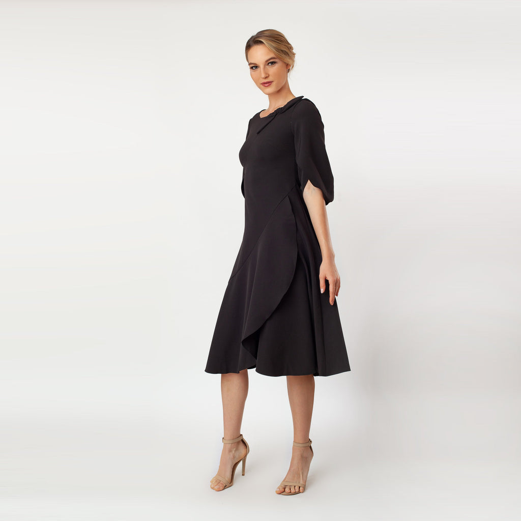 Tulip Sleeve T-length Fit & Flare Dress