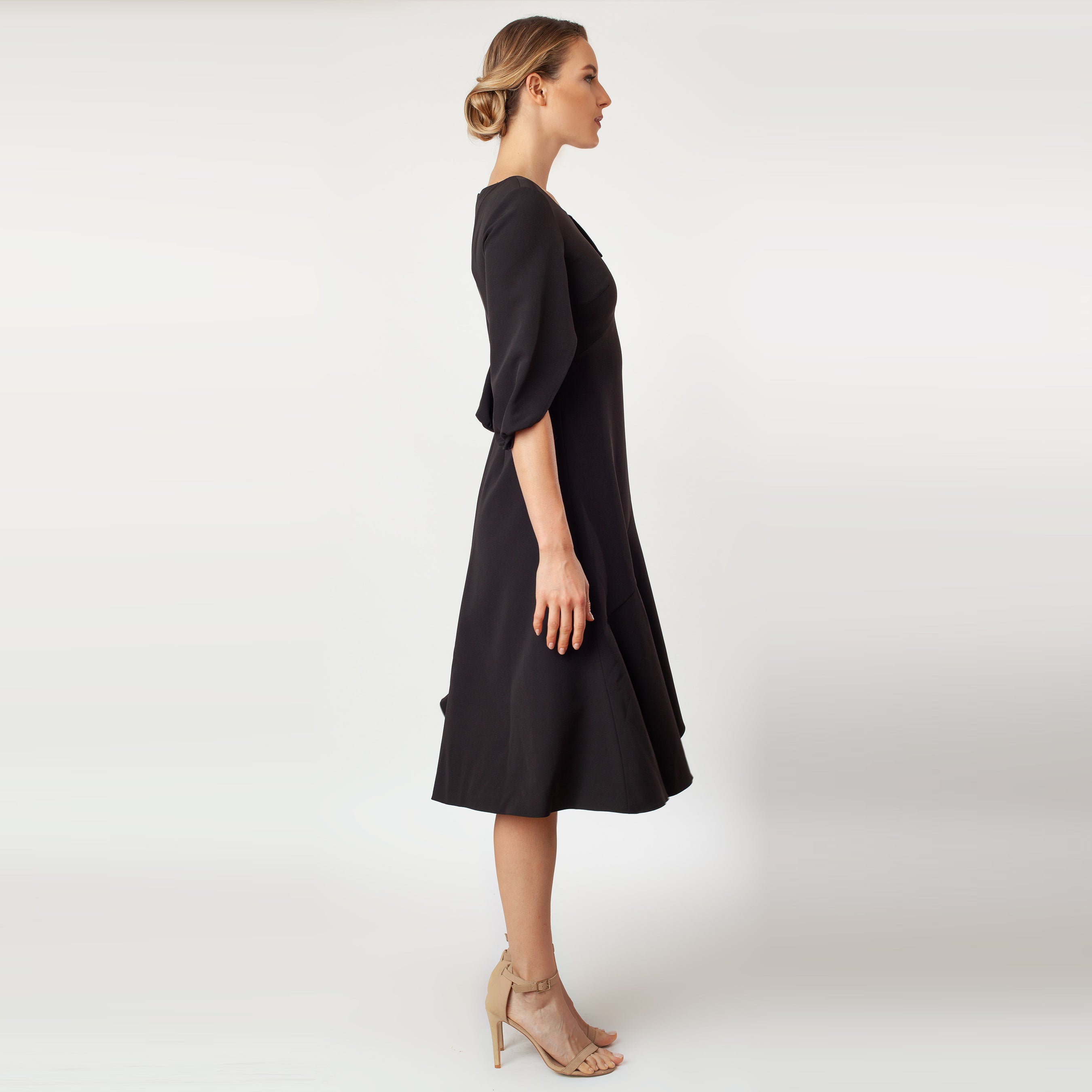 Tulip Sleeve T-length Fit & Flare Dress