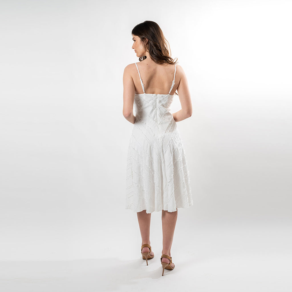 Spaguetti Strap Mitered Fringe Dress