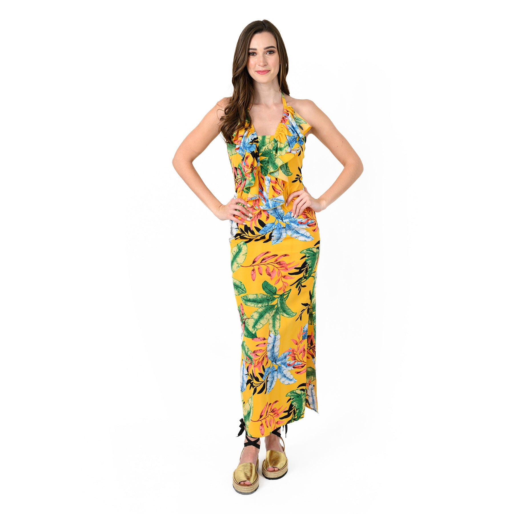 Ruffle Front Halter Dress