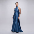 Scalloped Neck Back Bow Gown