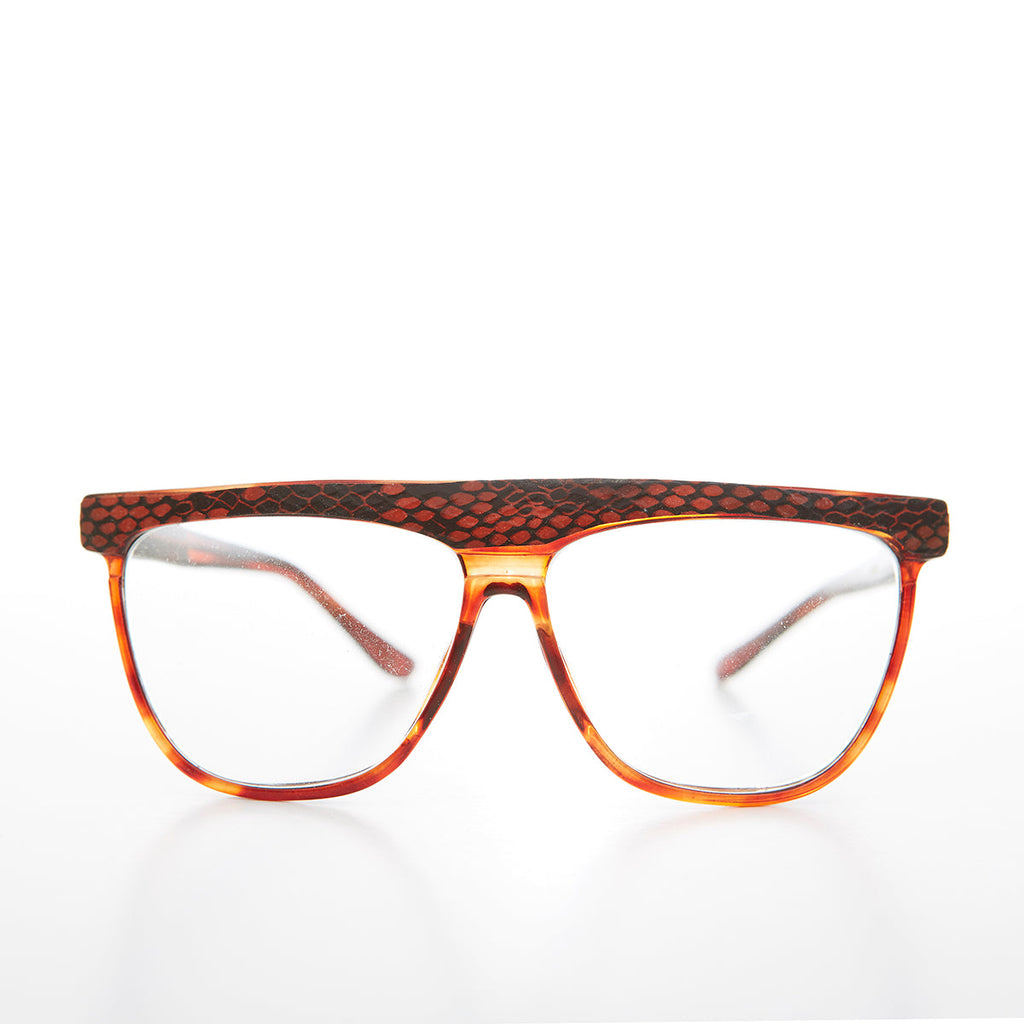 Snakeskin Clear Lens 80s Glasses - Cobra