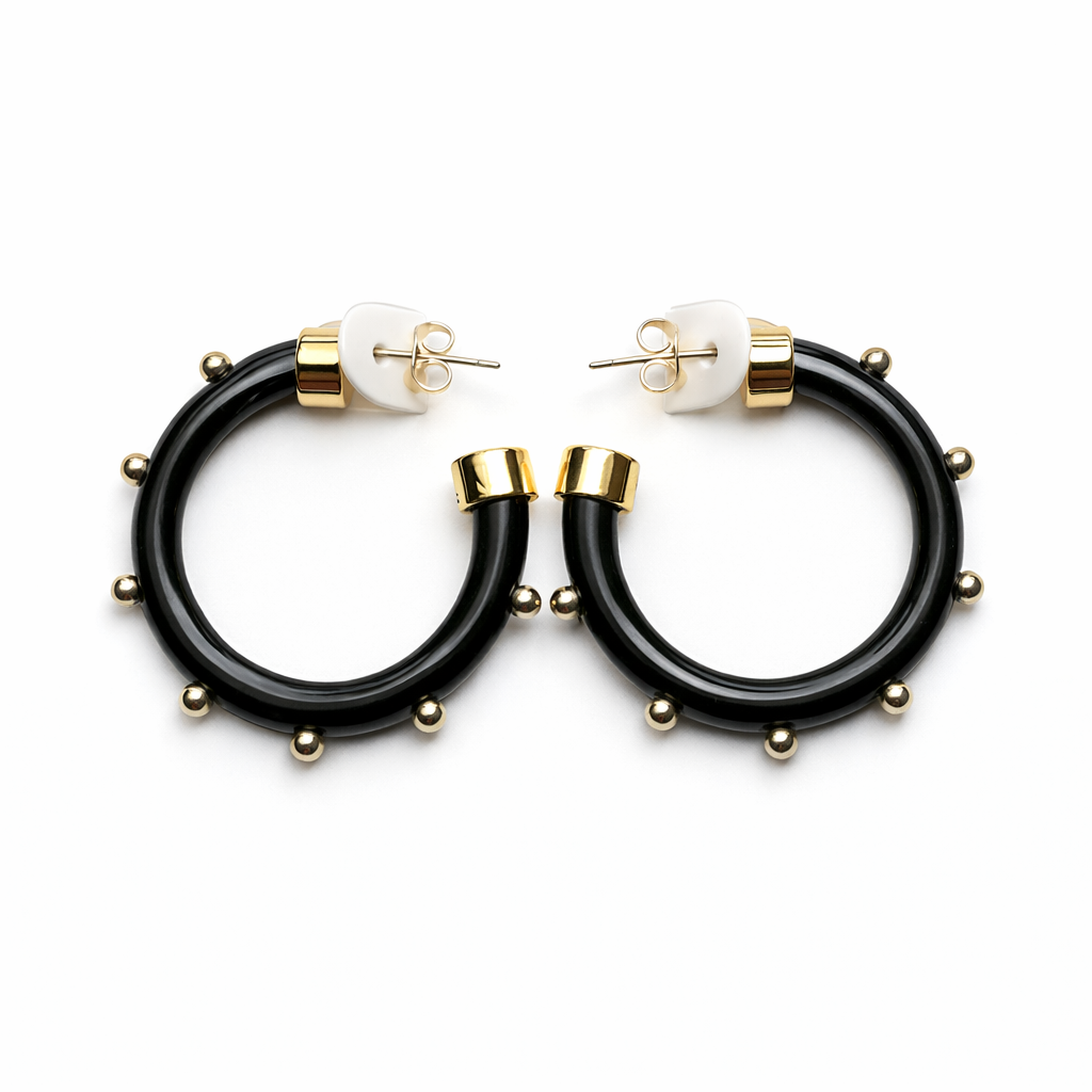 Hoops - Black with Gold Balls